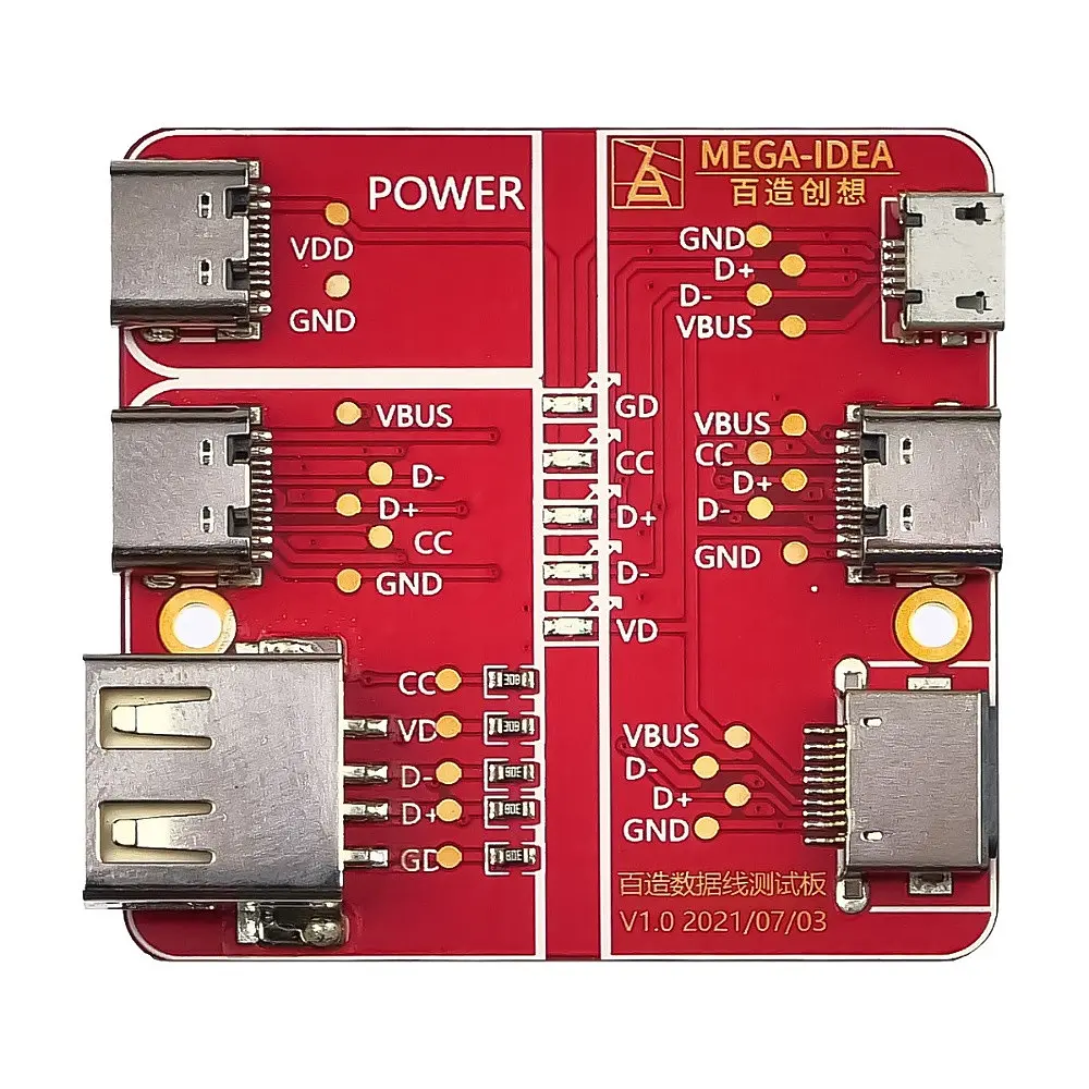 Тестова плата Mega-Idea для перевірки USB кабелів Lightning/Type-C/Micro - фото 2