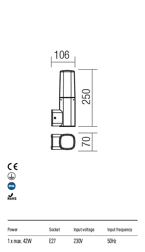 Бра вуличне CRAYON AP E27 42W IP44 DB (5.1.1) Redo 9074 - фото 3