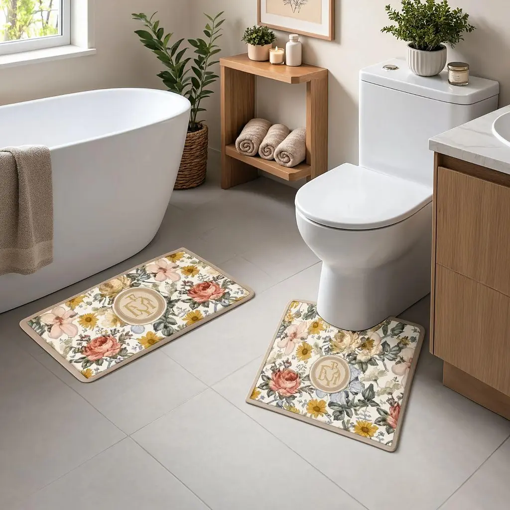 Набір килимків для ванни Flowers 2 штуки 80*50 см/50*40 см діатомітових Yiwu HP-42-174 - фото 2