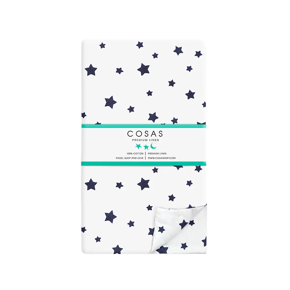 Комплект постільної білизни Cosas євро з простирадлом на резинці STARFALL BLUE 200 x 220 см (StarsfallBlueWhite_El-Dblue_200) - фото 5