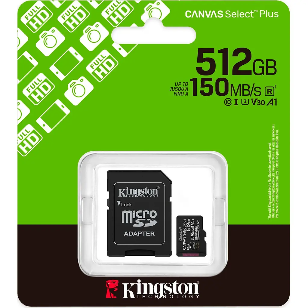 Карта пам'яті Kingston microSDXC Canvas Select Plus 512GB Class 10 UHS-I U3 А1 V30 + SD адаптер (SDCS3/512GB) [153100] - фото 2