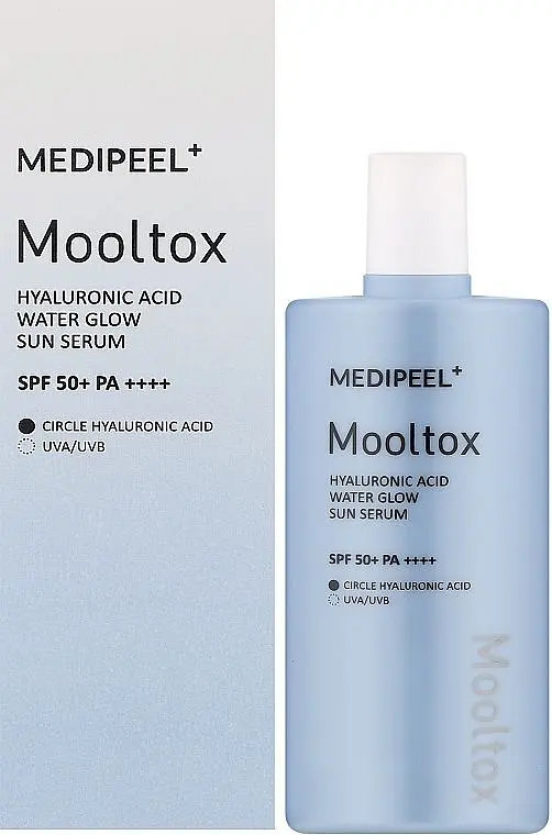 Зволожуюча сонцезахисна сироватка для обличчя Medi Peel Hyaluronic Acid Mooltox Water Glow Sun Serum SPF 50+ PA++++ 52 мл - фото 2