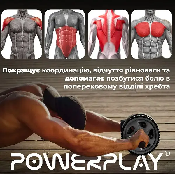 Колесо для преса PowerPlay PP-4345 Exercise Wheel (d16.5cm) Сіре (PP_4345) - фото 8