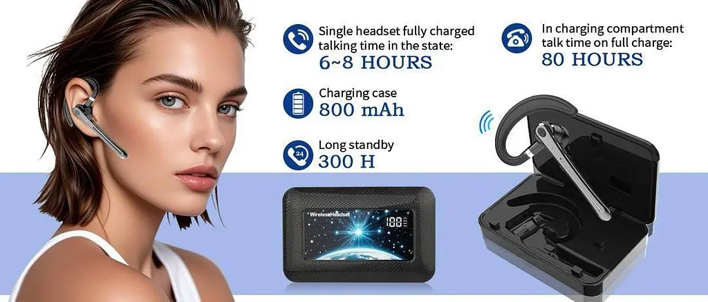 Професійна Bluetooth-гарнітура C1 чорний - фото 5