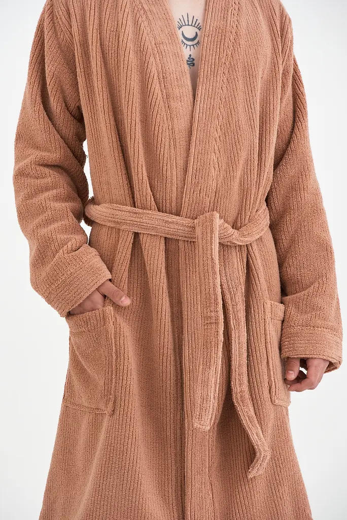 Халат-кимоно unisex Lotus Home - Bold Microcotton kiremit махровый S - фото 8