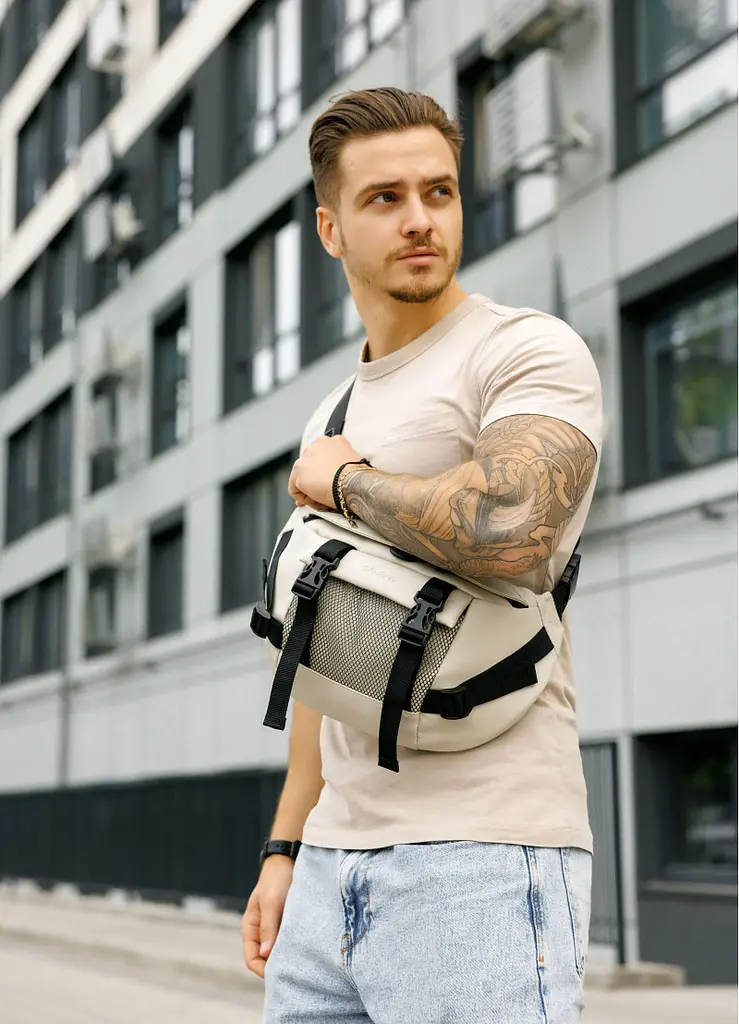 Чоловіча сумка бананка Sambag Dynamicdart сіра 38 × 21 × 7 см (80411030m) - фото 2