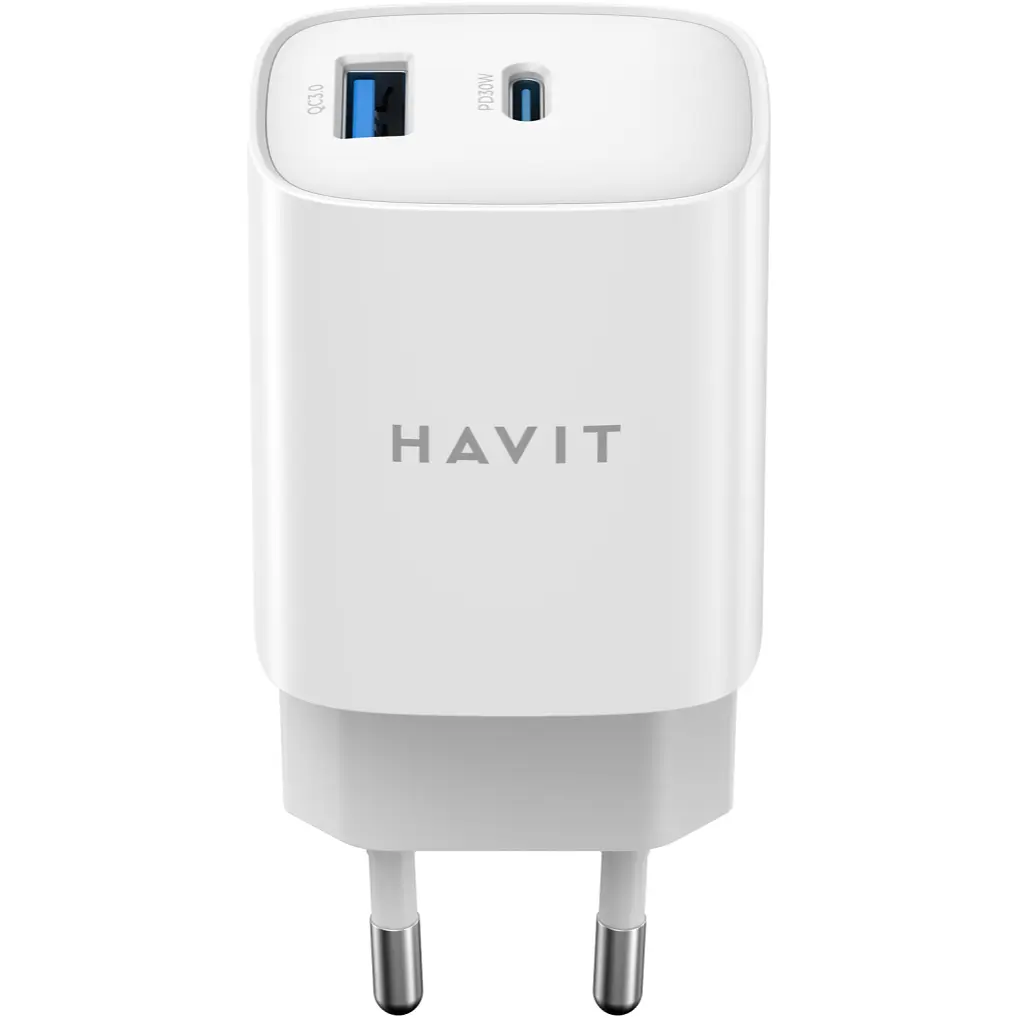 Зарядний пристрій HAVIT UC30 PRO GaN 30W USB-Aта USB-C, білий (HV-UC30 PRO-WH) - фото 2