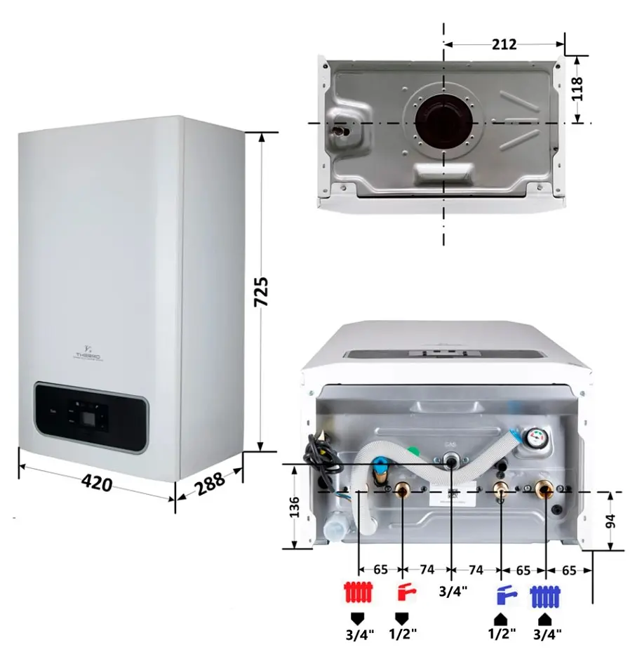 Котел газовий Thermo Alliance Ewa 24 кВт, двоконтурний, конденсаційний, навісний, з двома теплообмінниками 15311014000002 - фото 15