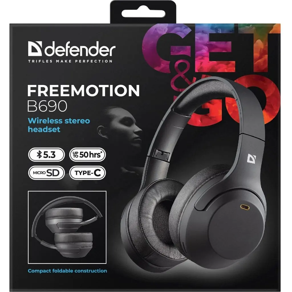 Гарнітура Defender FreeMotion B690Bluetooth + 3.5 мм Black (63690) - фото 2