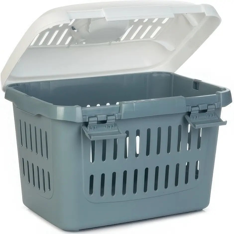 Переноска для тварин Stefanplast Midi Gulliver до 5 кг біла з синім (96176) - фото 2