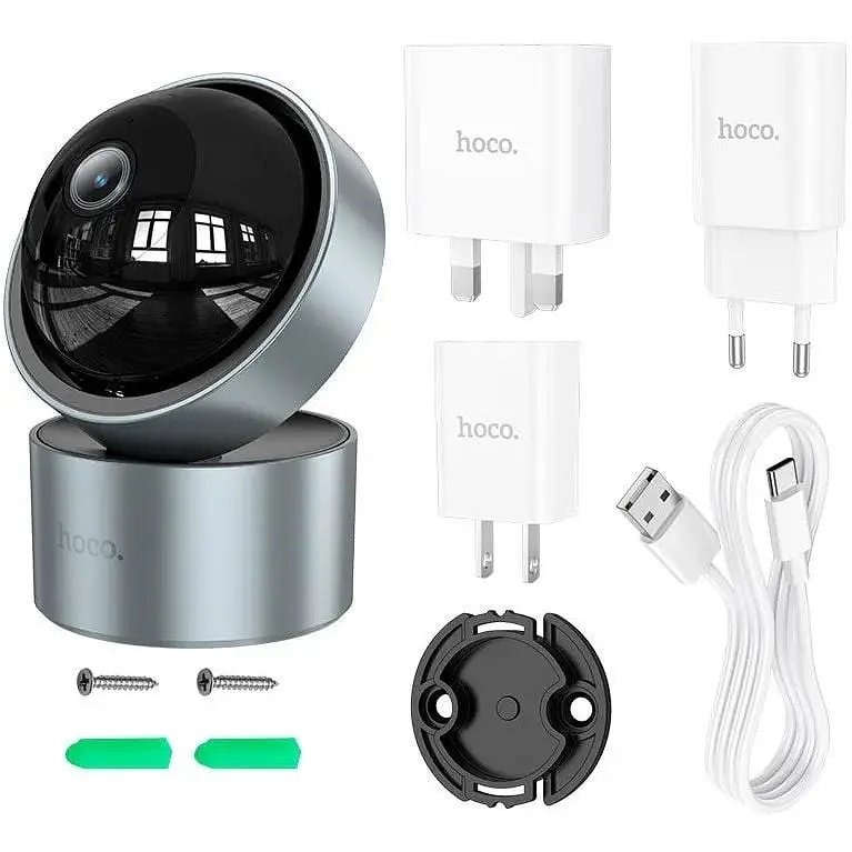 Камера видеонаблюдения Hoco D5 Indoor PTZ HD Camera поворотная серая - фото 7