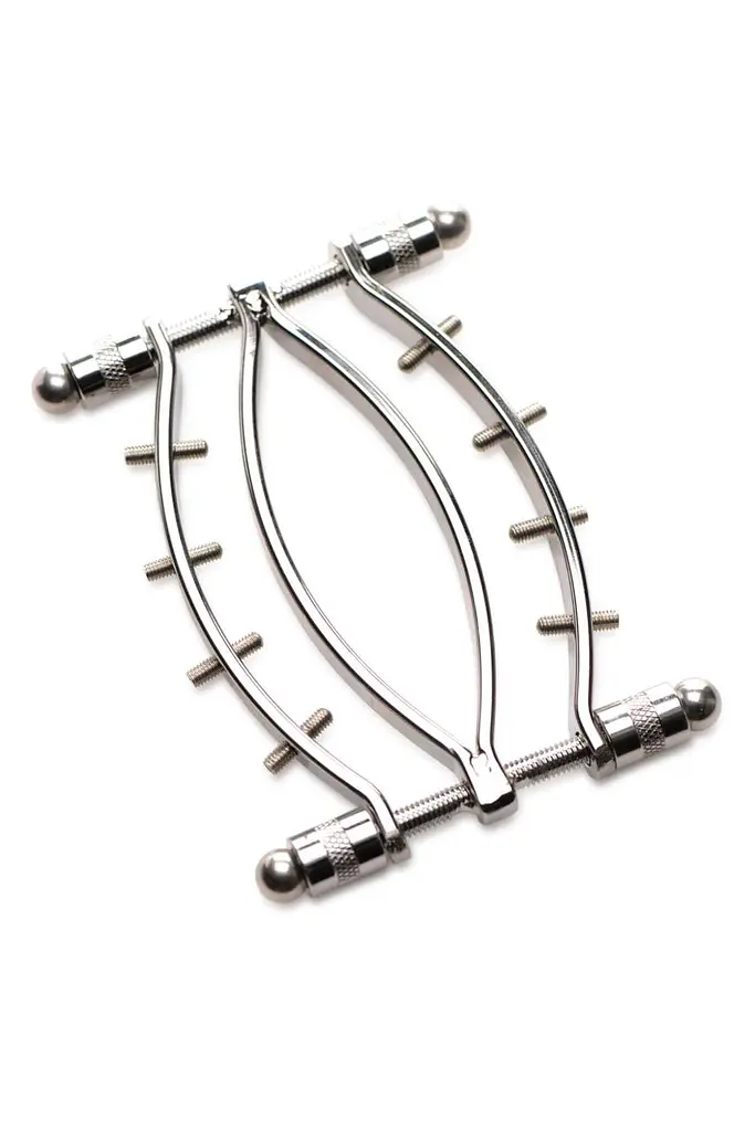 Затискач для статевих губ Master Series Spread'Em Poker Vagina Clamp with Adjustable Pressure Screws - фото 5