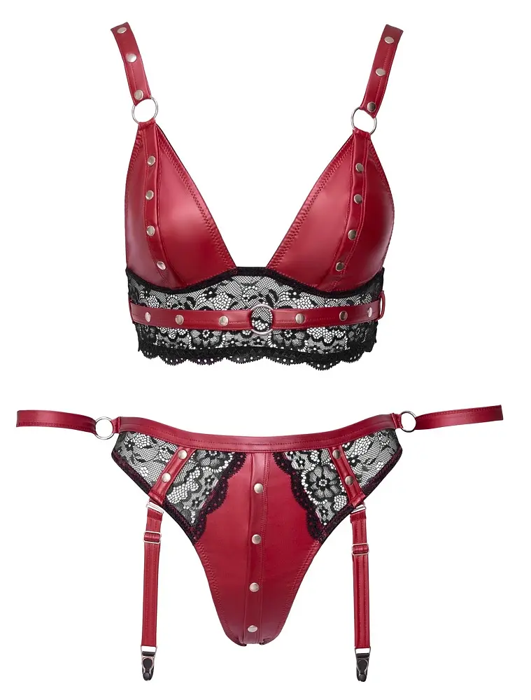 Комплект Cottelli Collection Bra Set Bondage L червоний - фото 4