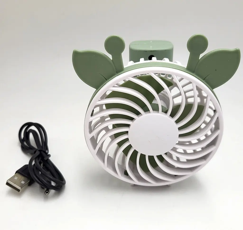 Вентилятор акумуляторний міні зі складною ручкою USB діаметр 10см ручний та настільний Handy Mini Fan CAT зелений - фото 2