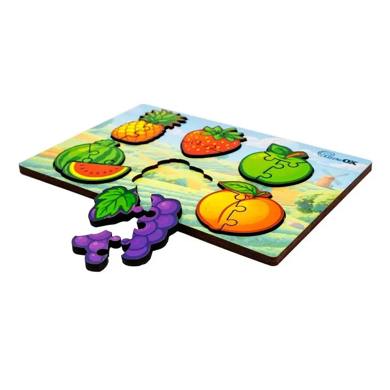 Деревянный пазл-вкладыш "Умный мир: Веселые фрукты" PuzzleOK Puz-88749 А5, 18 элементов - фото 2