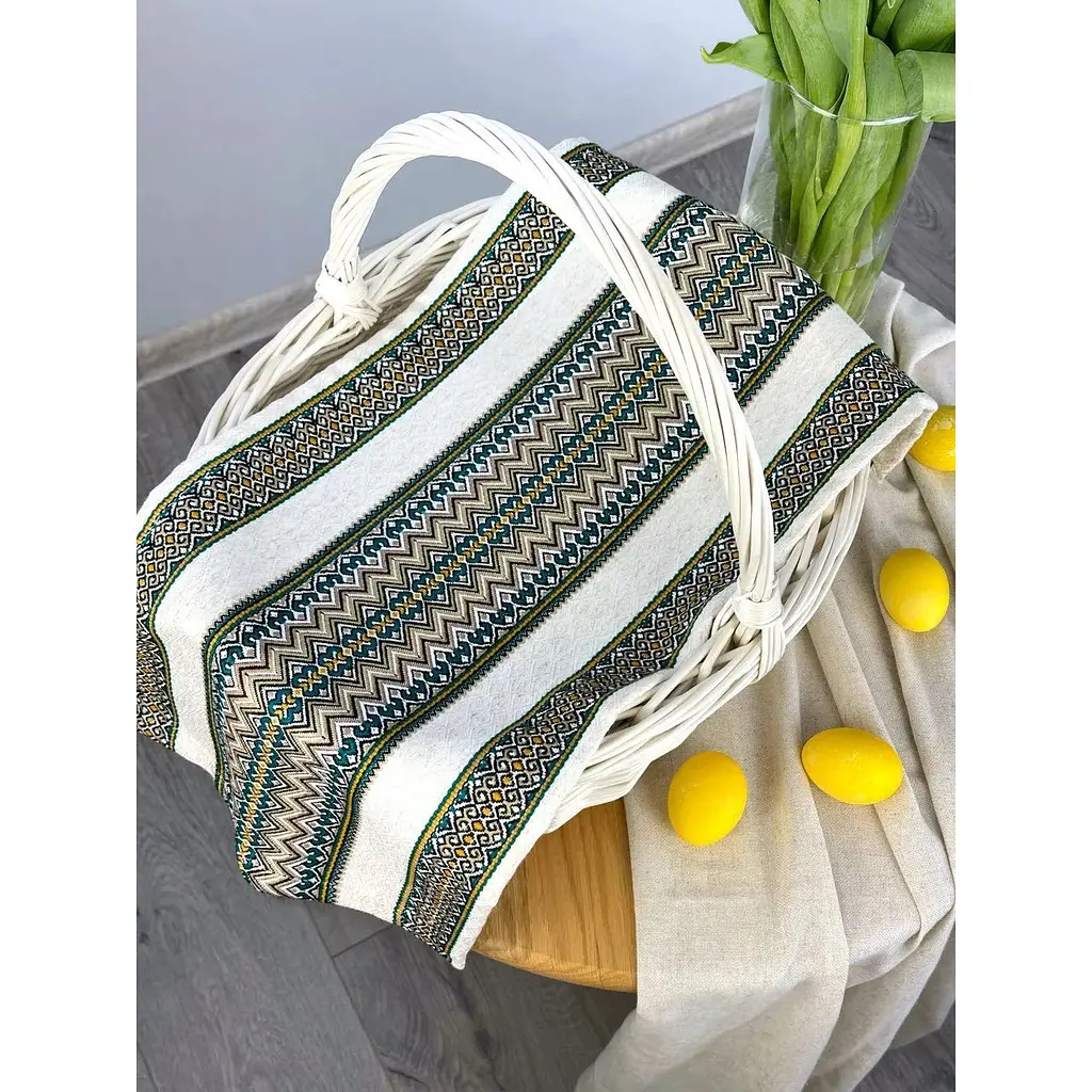 Пасхальное полотенце льняное для корзины Рандеву 45х30 см Синий - фото 3