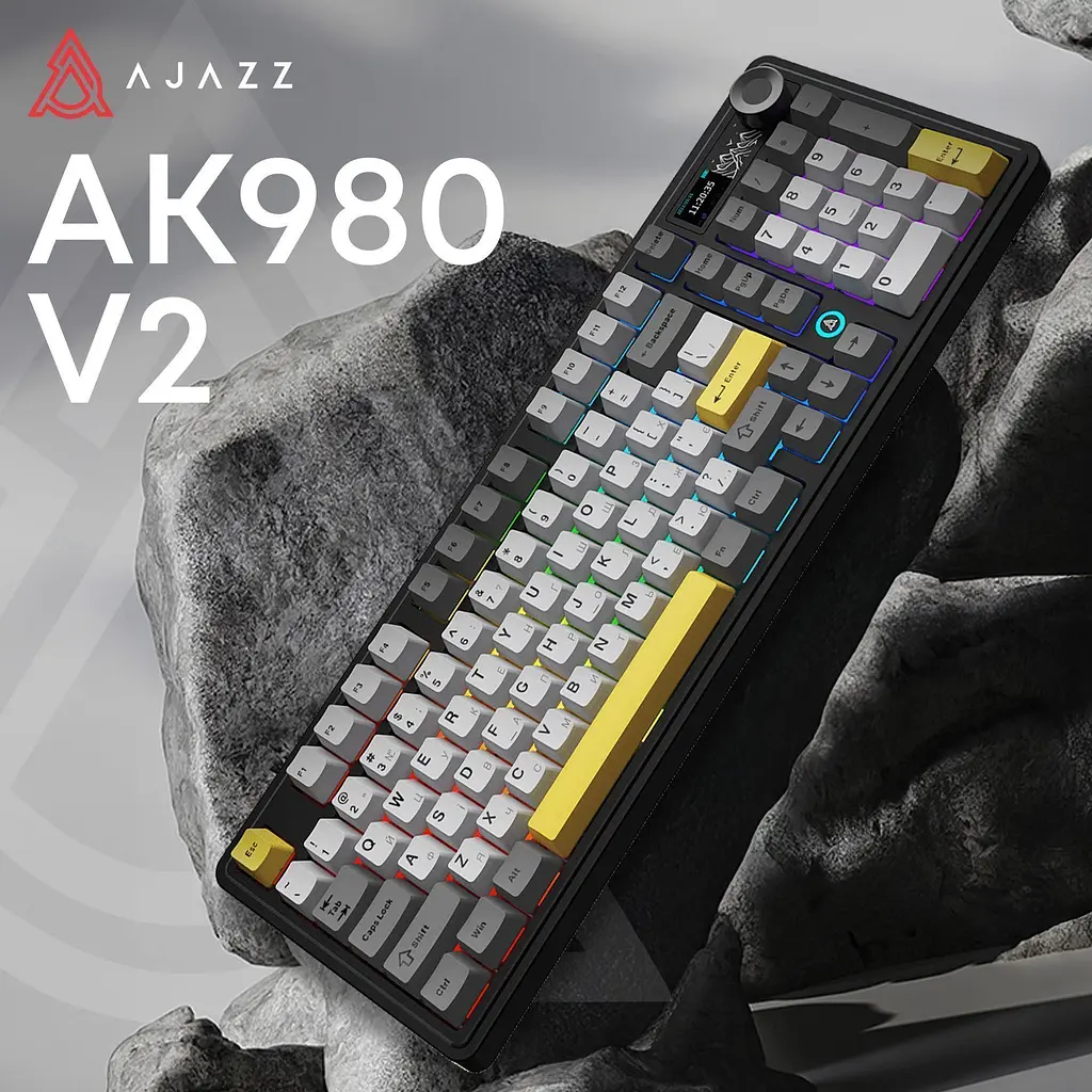 Клавиатура Ajazz AK980 V2 Gift Switch V2 Black/Grey/Yellow (AK980-V2-G-BGY) [156884] - фото 7