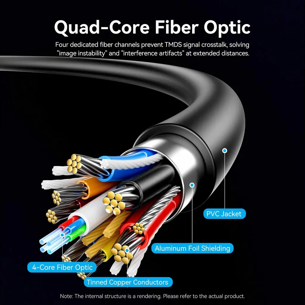 Кабель мультимедійний HDMI M to HDMI M 70.0m 4K60Hz fiber optic black Vention (ALSBAX) - фото 6