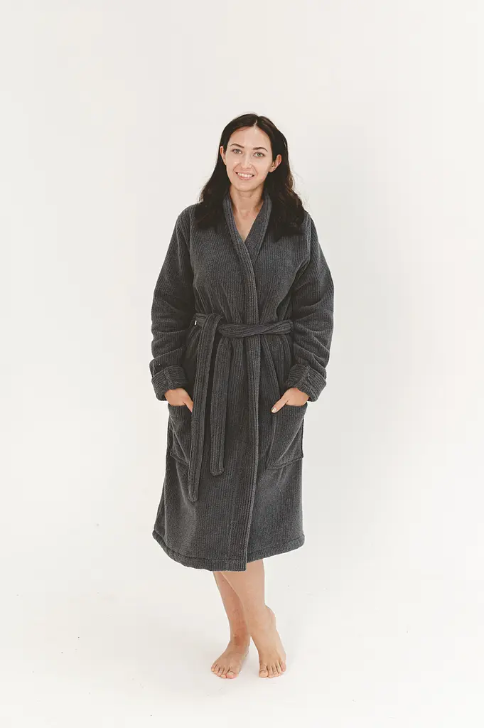 Халат-кимоно unisex Lotus Home - Bold Microcotton antrasit махровый S - фото 3