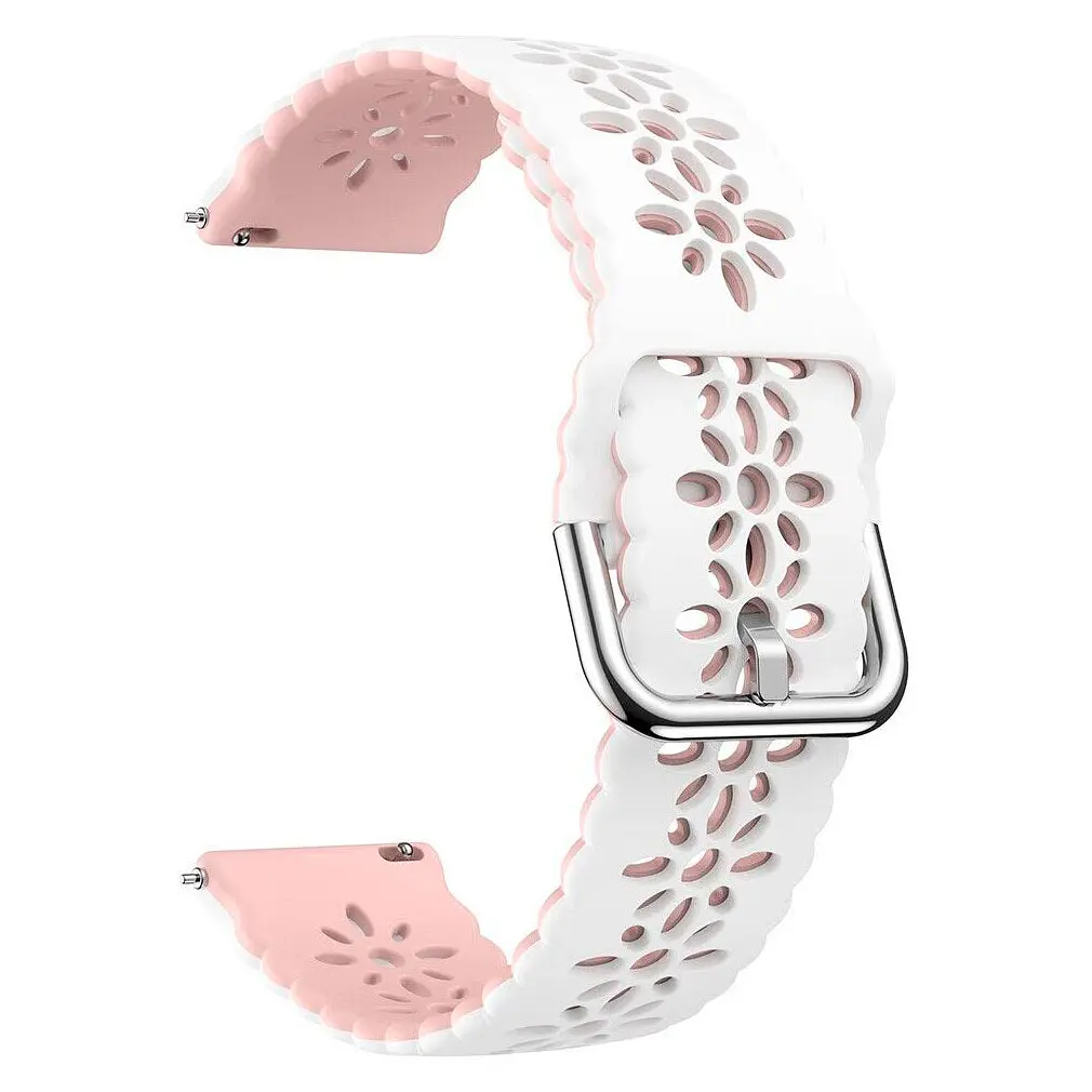 Браслет Flower для Amazfit GTSGTS 2eGTS 2GTS 2 miniGTS 3GTS 4GTS 4 mini - бело-розовый ширина крепления 20мм силикон Watchbands (W38-4WB24882470) - фото 2