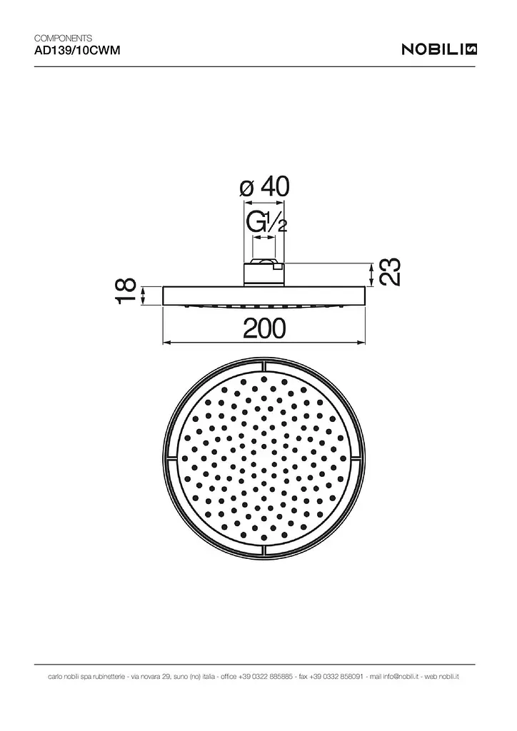 Верхній душ Nobili Components Polar white (AD139-10CWM), Білий - фото 3