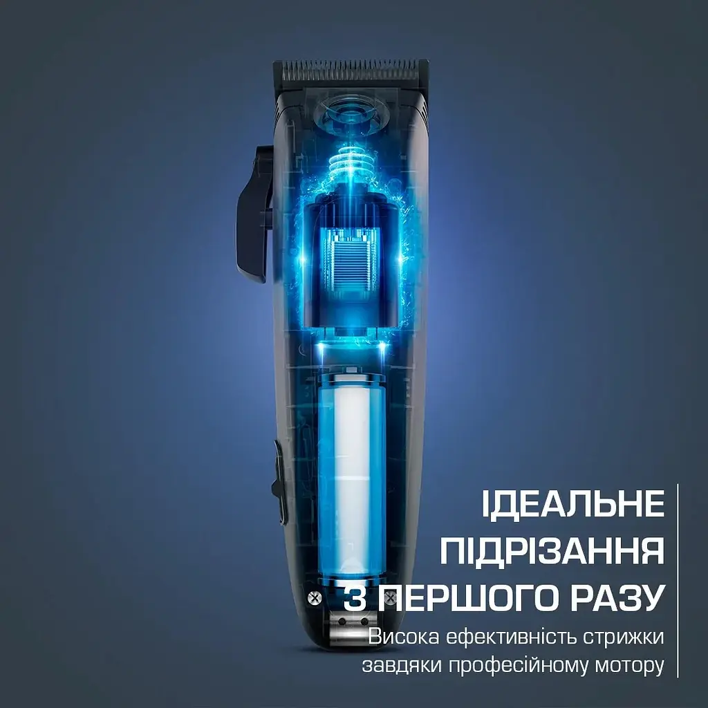 Rowenta Машинка для стрижки Barber Experience, для голови, мережа+акум., роторний мотор DC, насадок-12, нержавіюча сталь з покриттям DLC, синій - фото 7