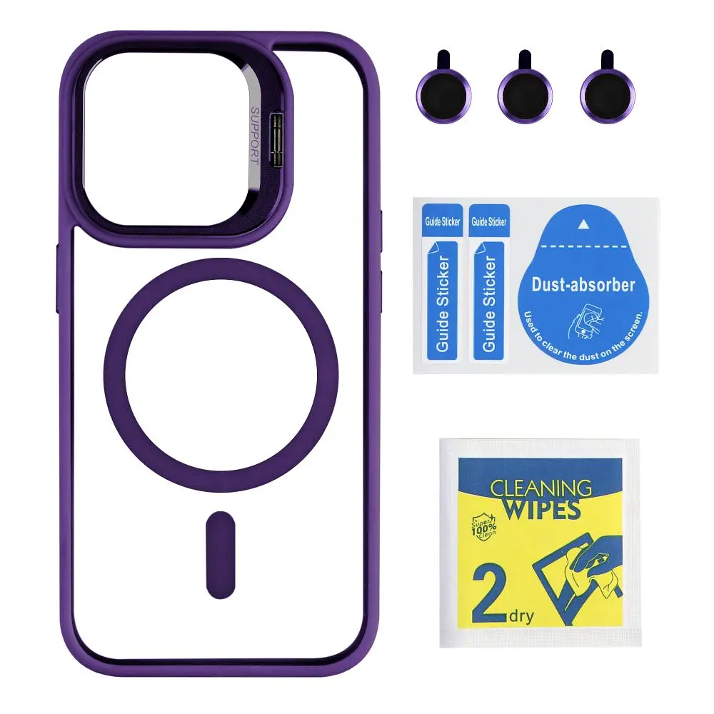 Чохол із підставкою MagSafe TPU PC Metal Stand Case Apple iPhone 13 Pro Dark Purple - фото 2