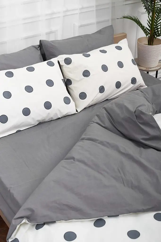 Комплект постільної білизни Moon&Star King Size 220x240 см наволочки 2х70х70 см Riccarda Gray Ranforce Elite - фото 4