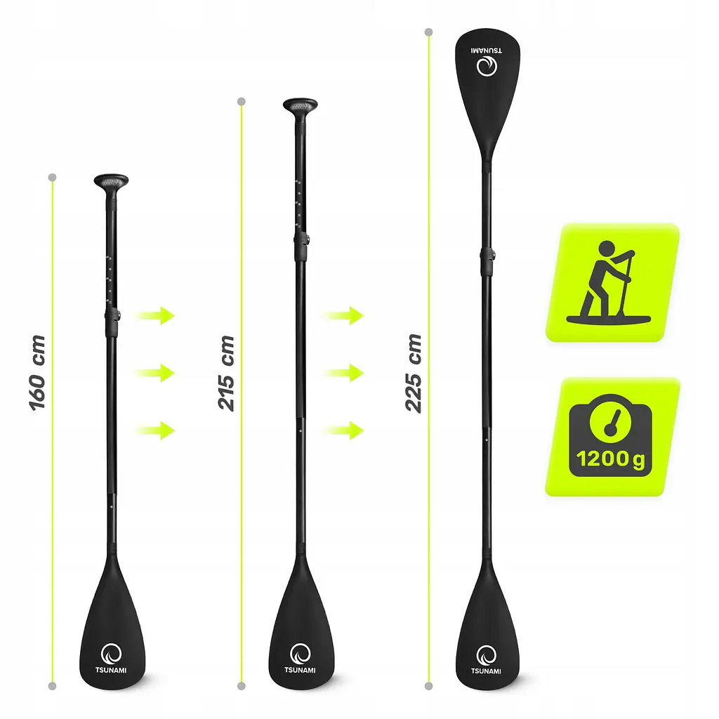 Весло для SUP дошки TSUNAMI 2 в 1 160-225 см регульоване, складне Black (P-5907739316431) - фото 8