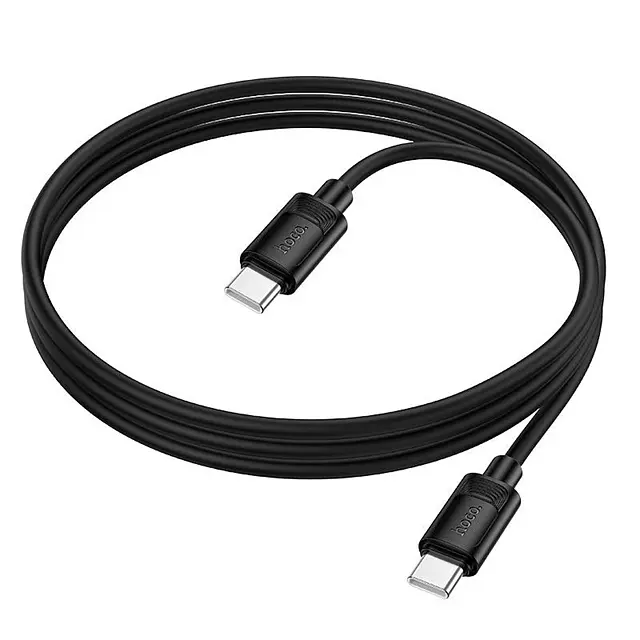 Кабель для заряджання Hoco X124 Benefit силіконовий кабель Type-C x Type-C 1 метр 60 Вт Чорний - фото 3