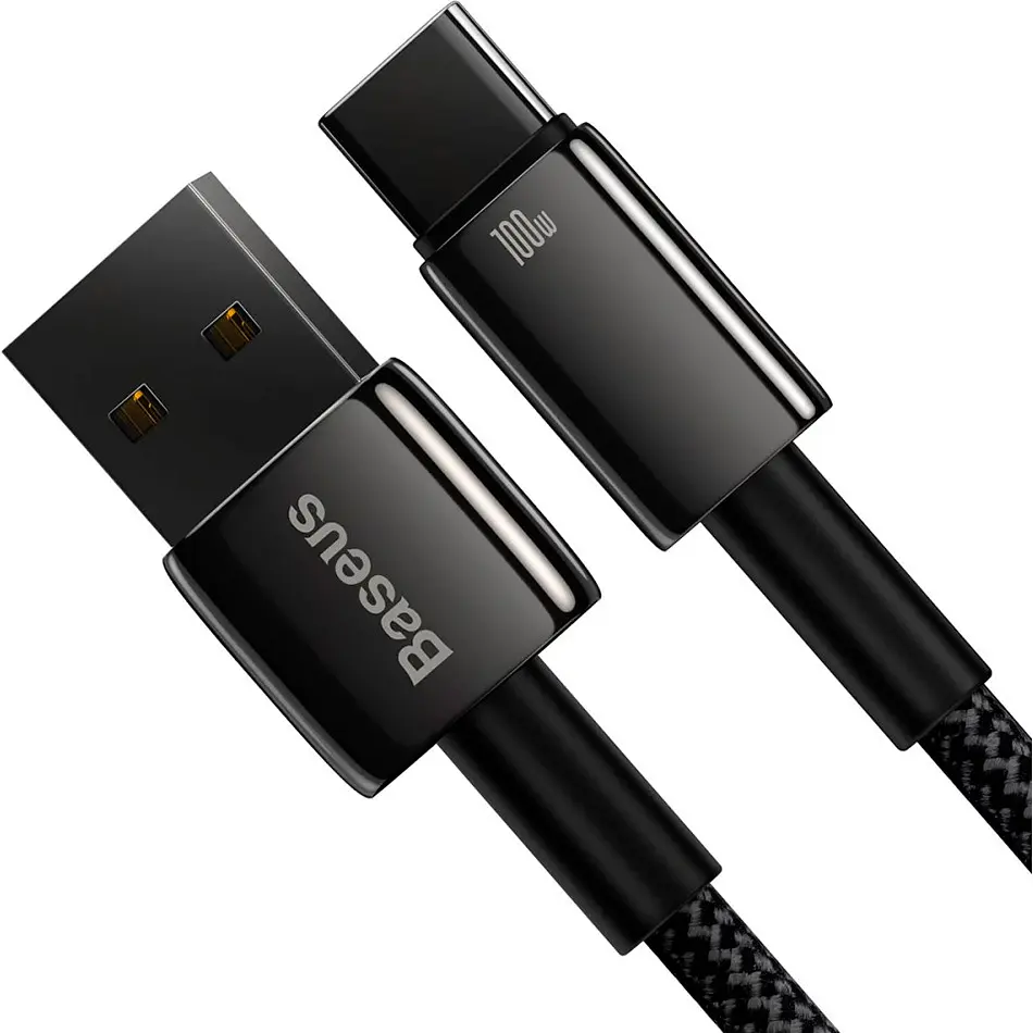 Кабель Baseus Tungsten Gold USB-A to USB-C 1m Black (CAWJ000001) [106122] - фото 2