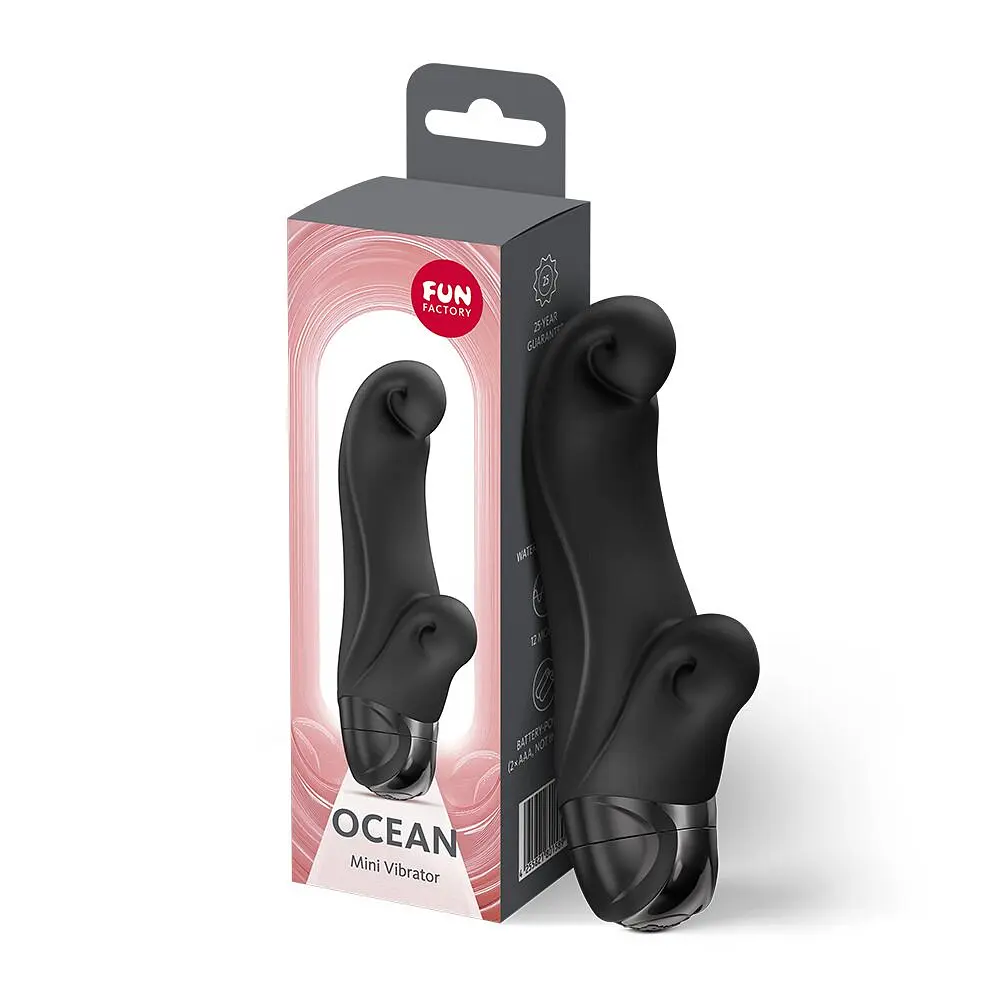 Вібратор-кролик Fun Factory OCEAN Black, для клітора та точки G, 6 режимів, на батарейках - фото 3