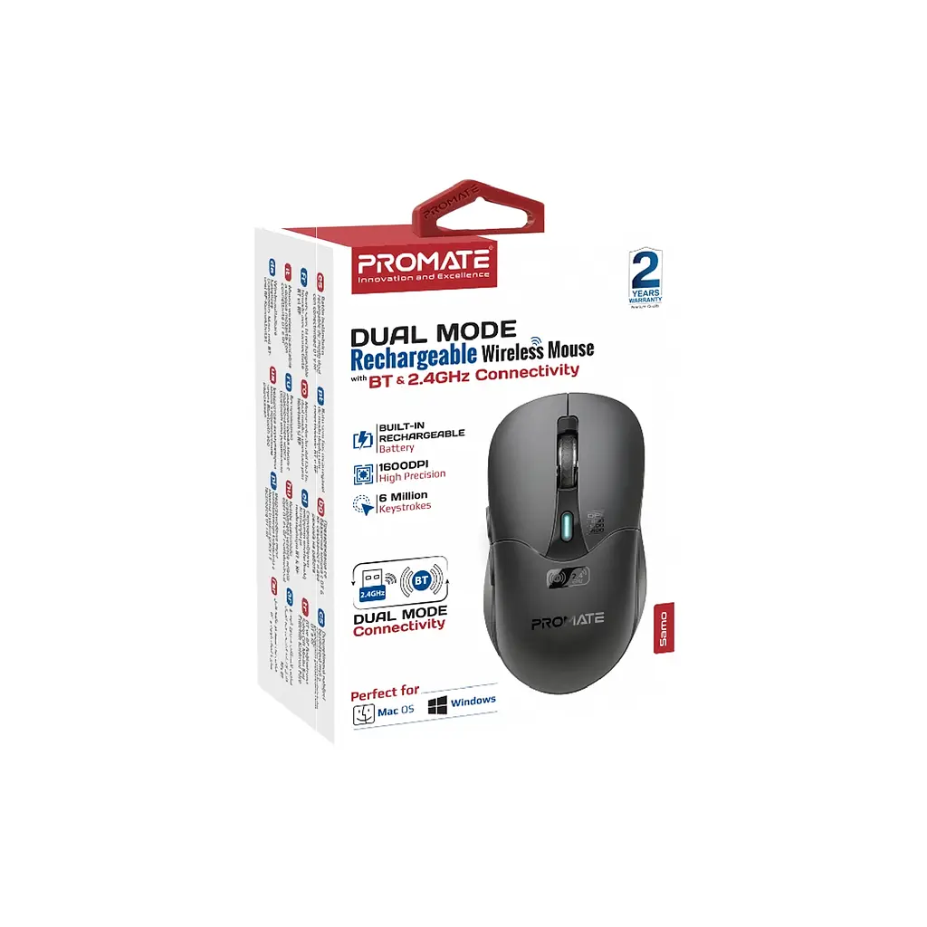 Мишка Promate Samo Wireless/Bluetooth Black (samo.black) - фото 8
