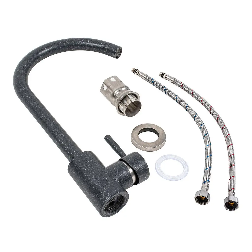 Змішувач кухонний Platinum 56 B NESP (3008 А) поворотний одноважільний з нержавіючої сталі антрацит - фото 2