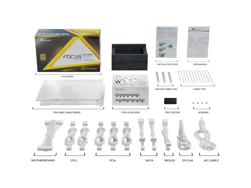Блок живлення Seasonic FOCUS GX-850 (FOCUS-GX-850-ATX31-WHITE) - фото 10