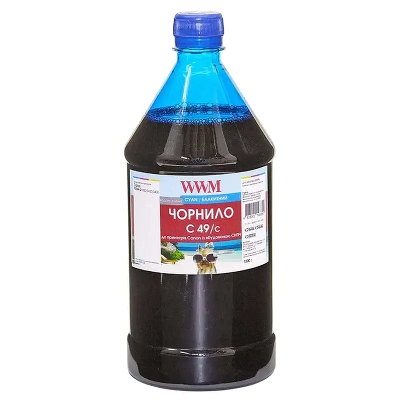 Чорнило WWM Canon GI-490 G1400/2400/3400 1000г Cyan (C49/C-4) - фото 2