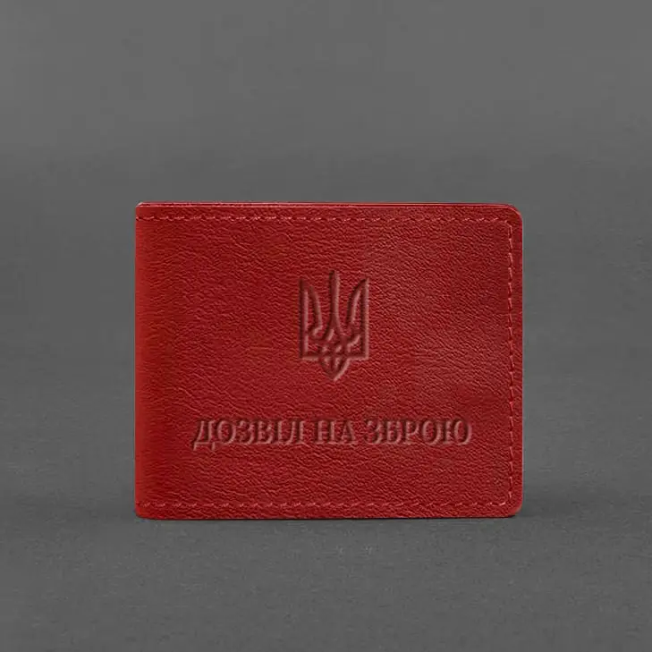 Шкіряна обкладинка для дозволу на зброю червона - фото 5