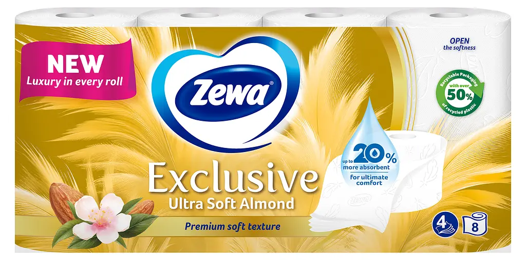 Туалетний папір Zewa Exclusive Almond Blossom чотиришаровий 8 рулонів - фото 2