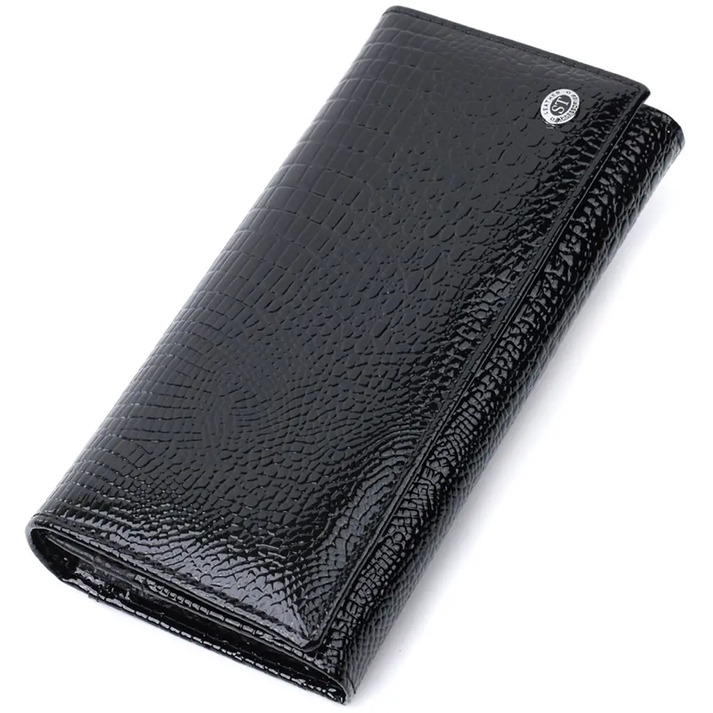 Жіночий гаманець із натуральної лакованої шкіри ST Leather 22679 чорний - фото 11