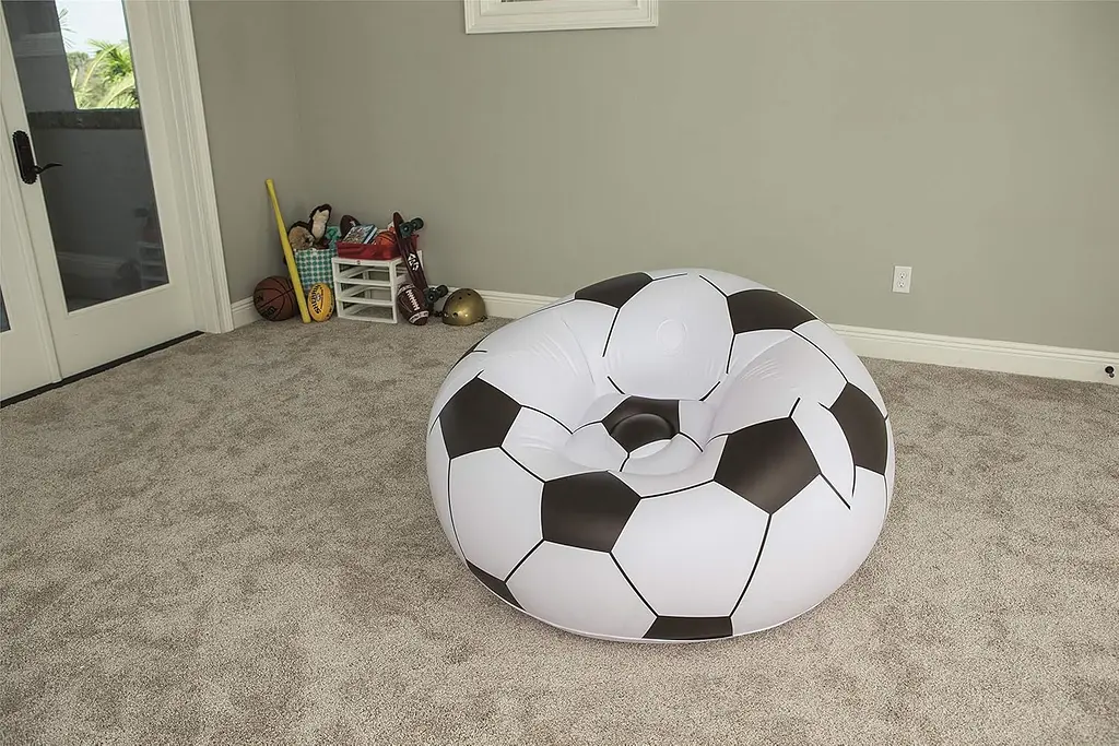 Надувне крісло-пуф Inflatable Sofa / Надувне крісло-мішок 110х110х85 см Чорно-білий - фото 4