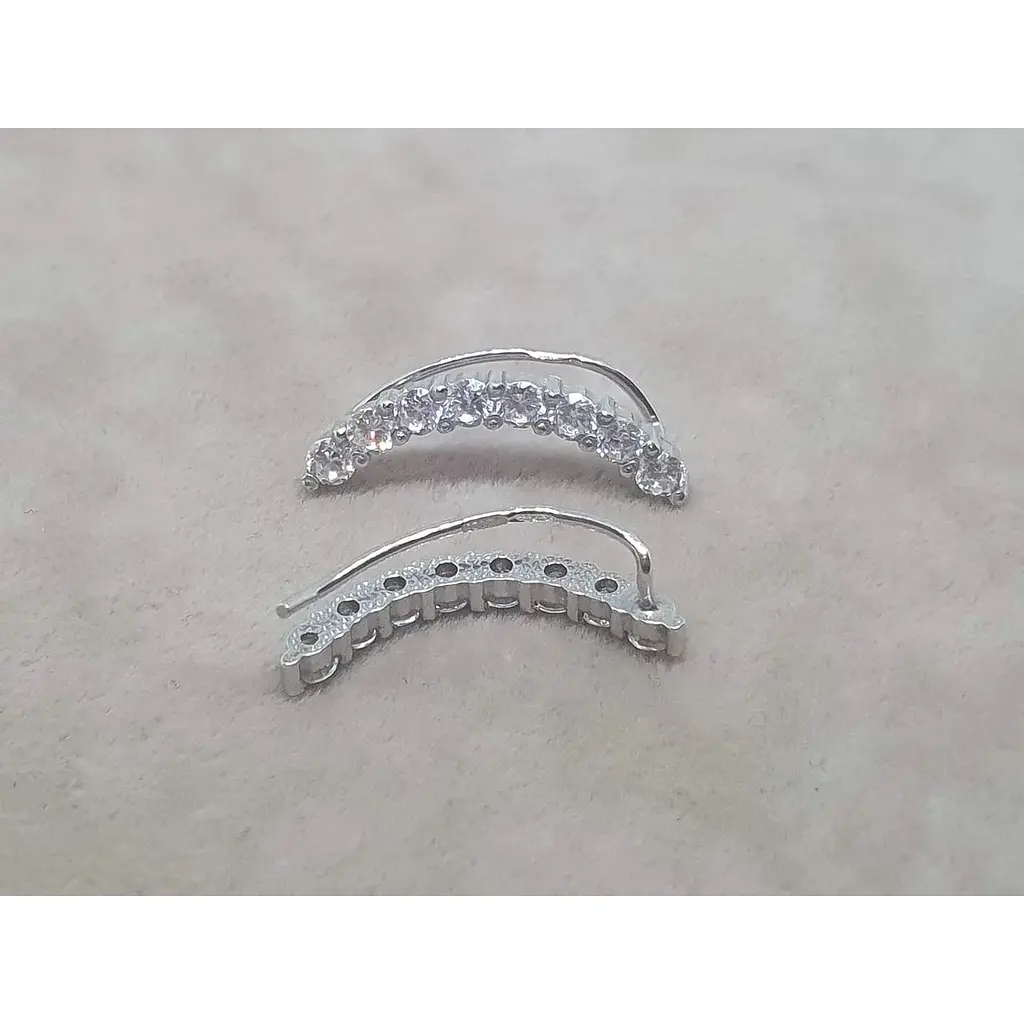 Срібні сережки-кафи Ірій з фіанітами. 40022 - фото 3