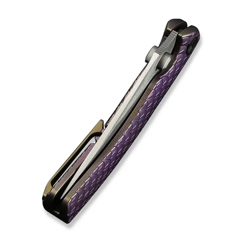 Ніж складаний туристичний Weknife Dracarys, (9.1 см) Böhler M390 / титан 6AL4V фіолетовий/золотий - фото 7