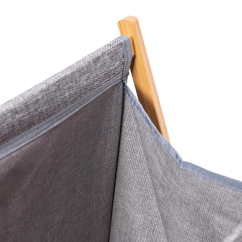 Кошик для білизни з бамбуковим каркасом мішковина складний для 45 л 52х30х60 см Сірий - фото 9