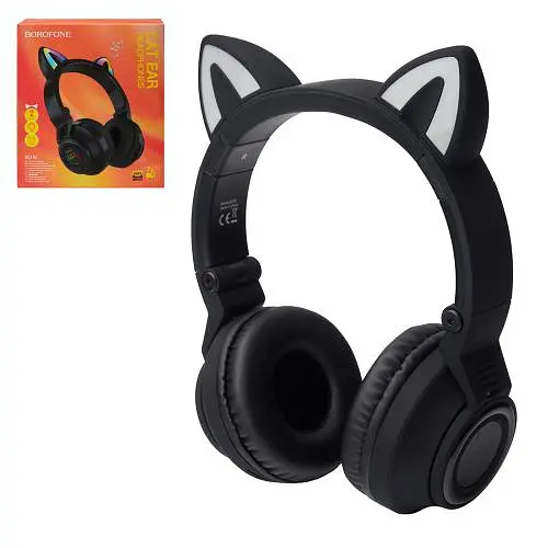 Навушники бездротові BOROFONE BO18 Cat Black, bluetooth 5.0