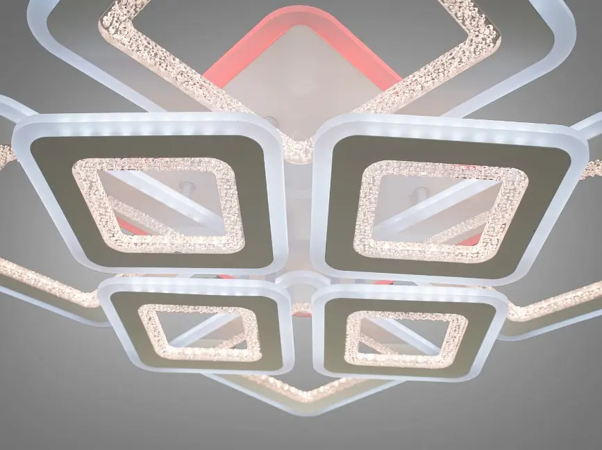 Стельова квадратна світлодіодна люстра Diasha білого кольору H8506/4+4 WH LED 3color - фото 2