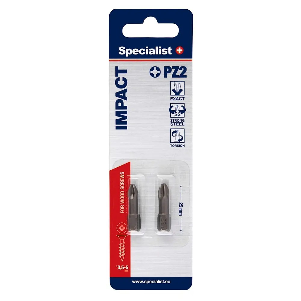 Вставка-викрутка біта Specialist+ PZ2x25, 2 шт. (24/2-055)