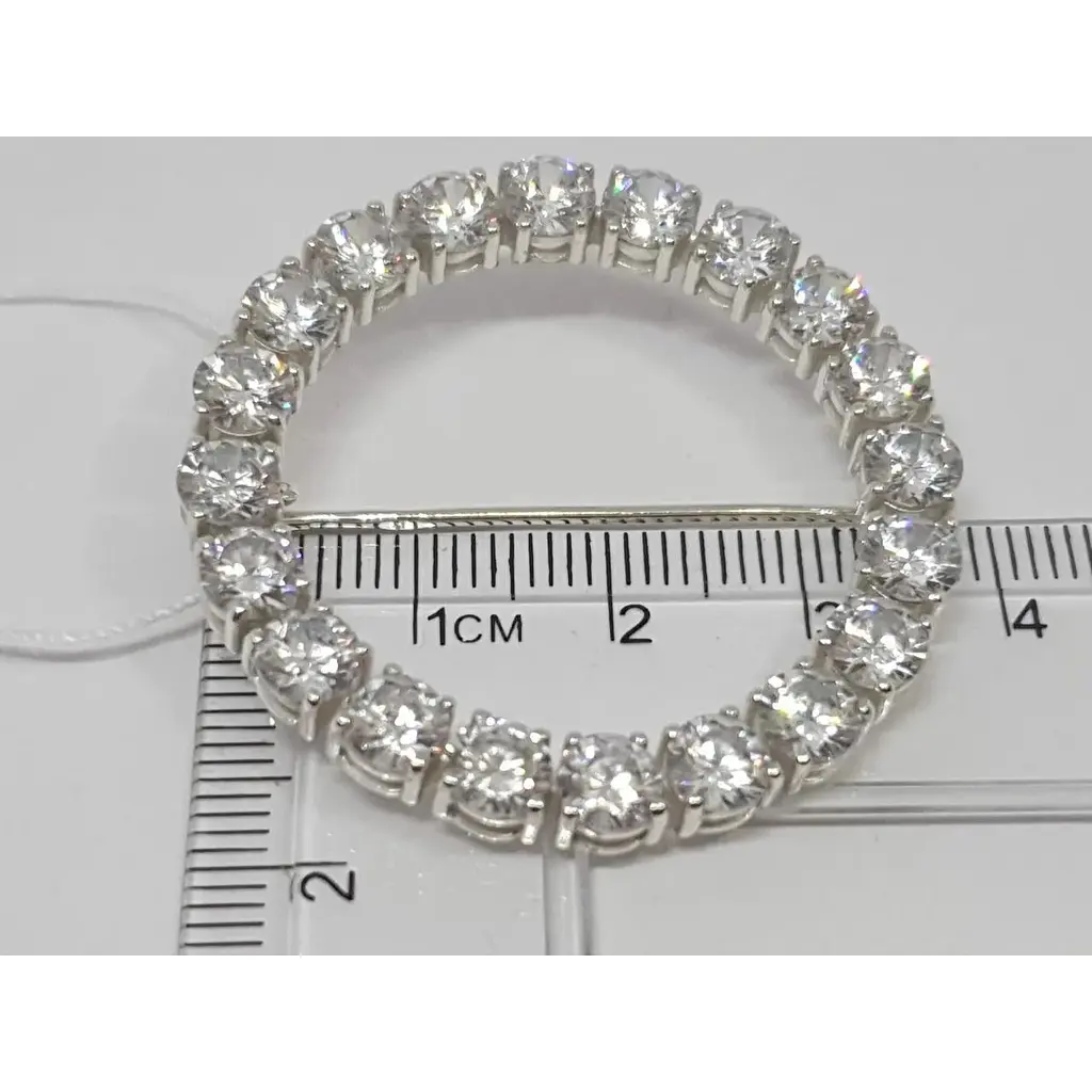 Срібна брошка Ірій з фіанітами. Артикул 9531 - фото 4