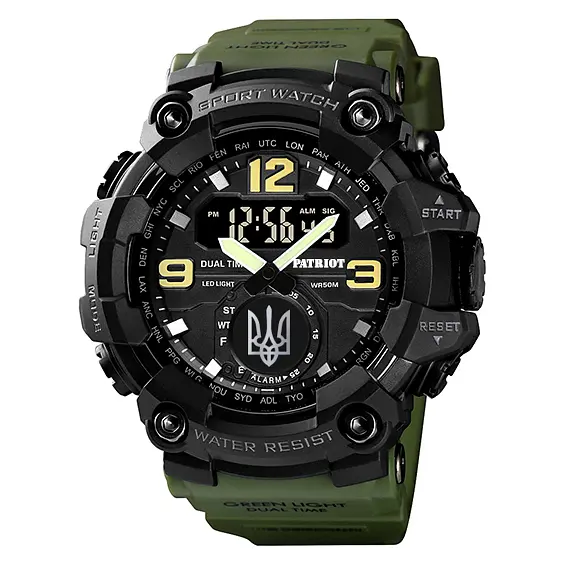 Наручные часы мужские 004AGUASI Тризуб срібло Зелені + Коробка. Patriot acs0031056 - фото 6