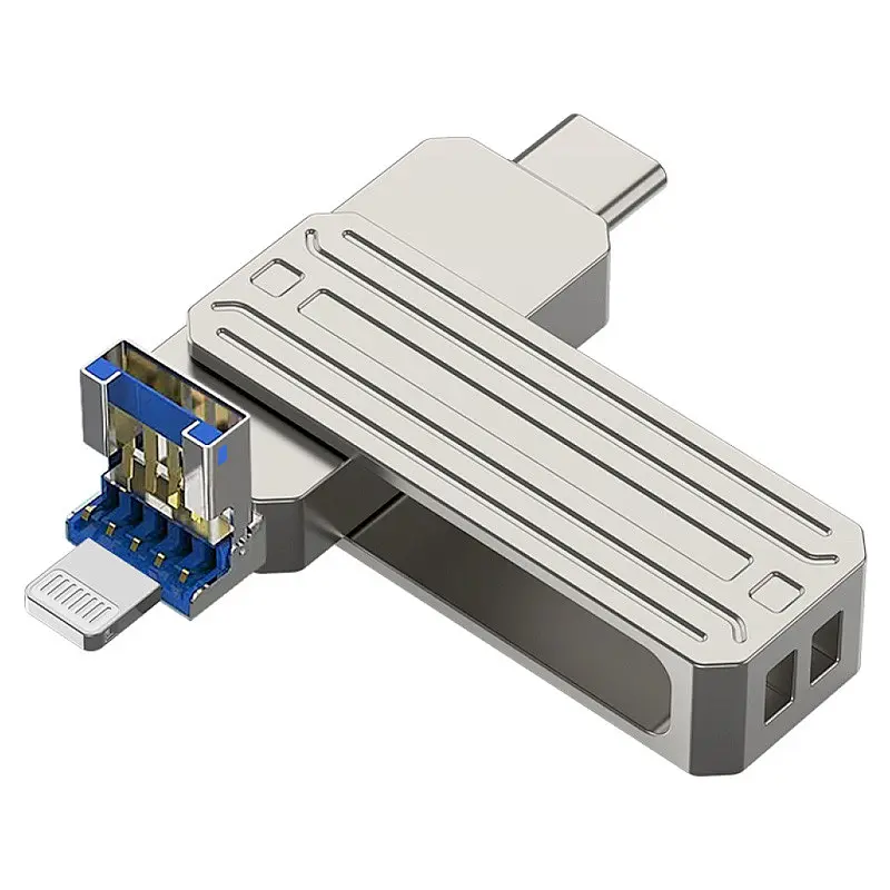 Флеш-накопичувач WIWU Wi-FD001 3in1 (USB-A/C/L) USB 3.0, 256GB Silver - фото 2
