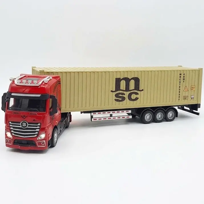 Фура Mercedes-Benz Actros з контейнером 1:32 металева вантажівка 37 см, інерційний рух світяться фари відкривні дверцята - фото 4